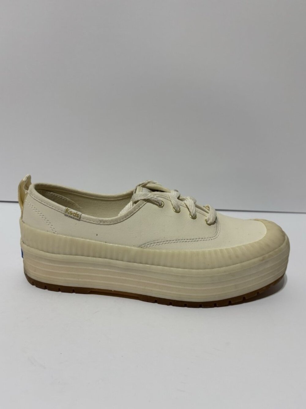 Keds Women’s The Platform Lug White Leather Sneakers, Size 10 M